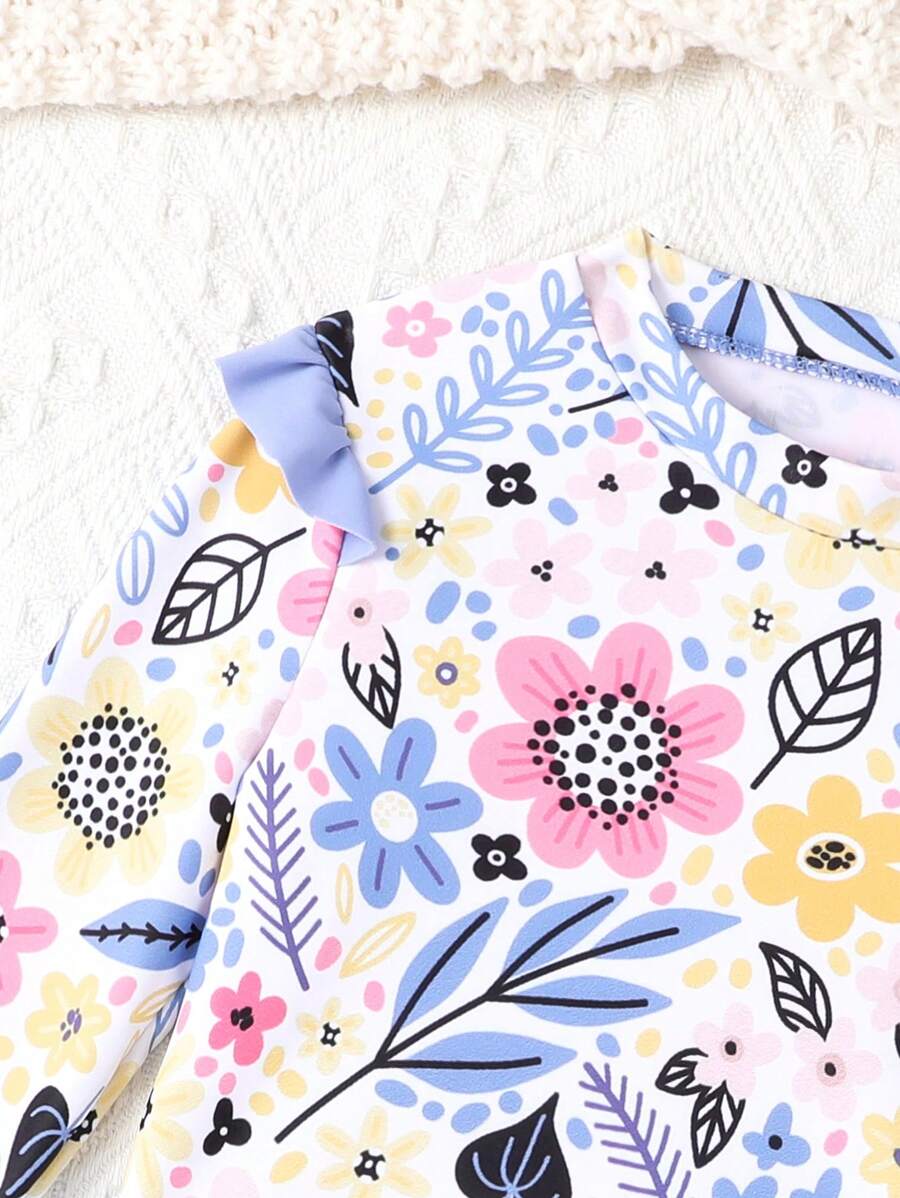 Ruffle Tankini Beachwear For Little Girls With Matching Headband