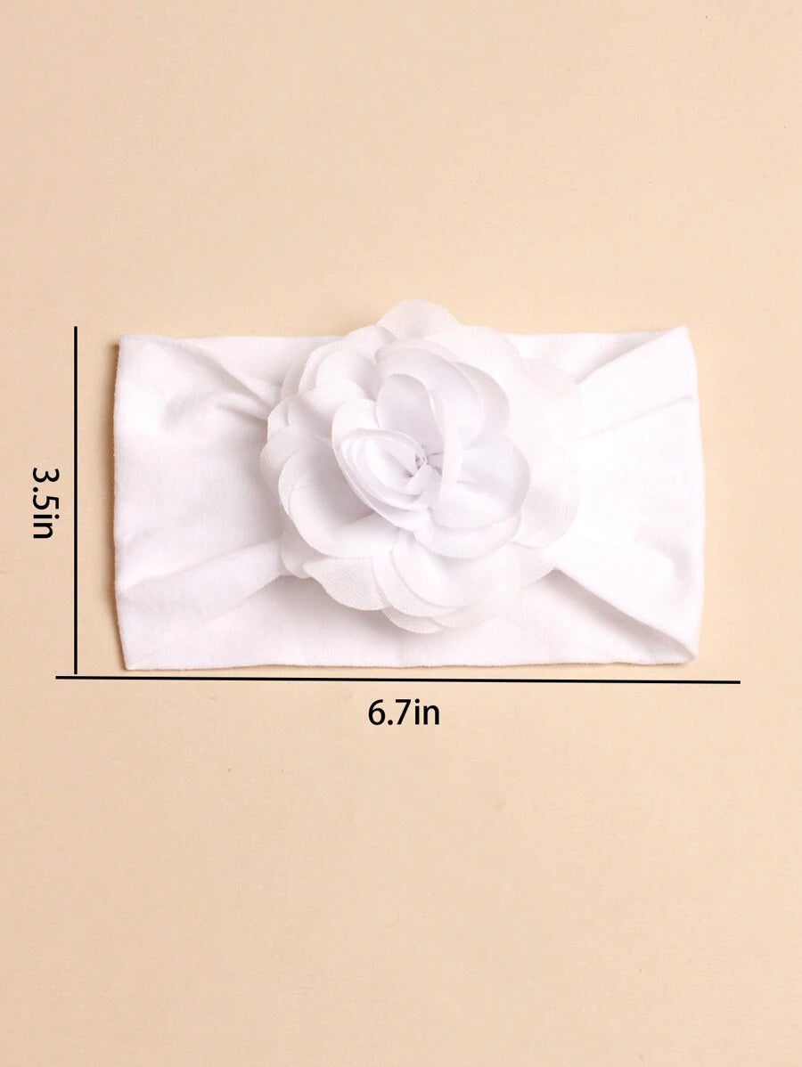 3pcs Rose Flower Pink Baby Headbands for Birthday and Valentines Wear