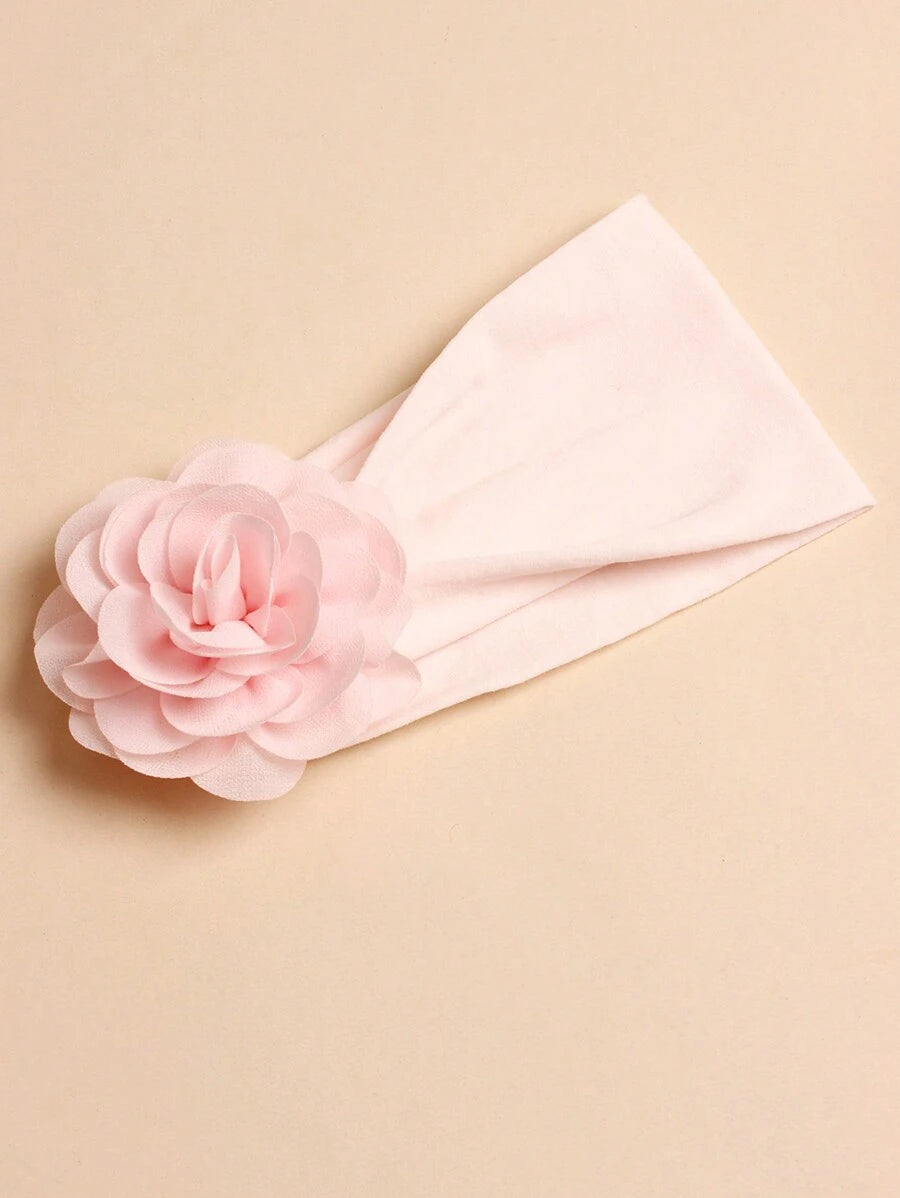 3pcs Rose Flower Pink Baby Headbands for Birthday and Valentines Wear
