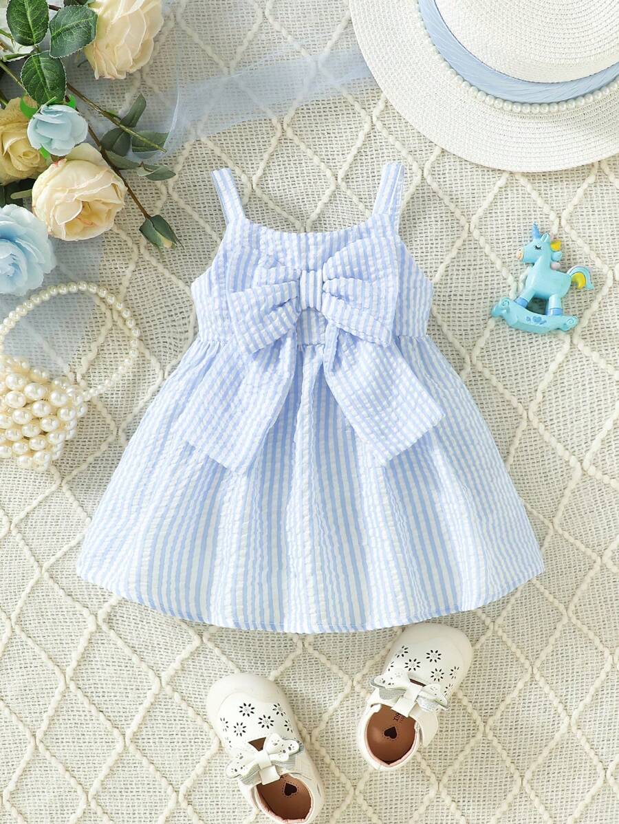Baby Big Bow Strap Dress for Sweet Elegant Spring and Summer Wear