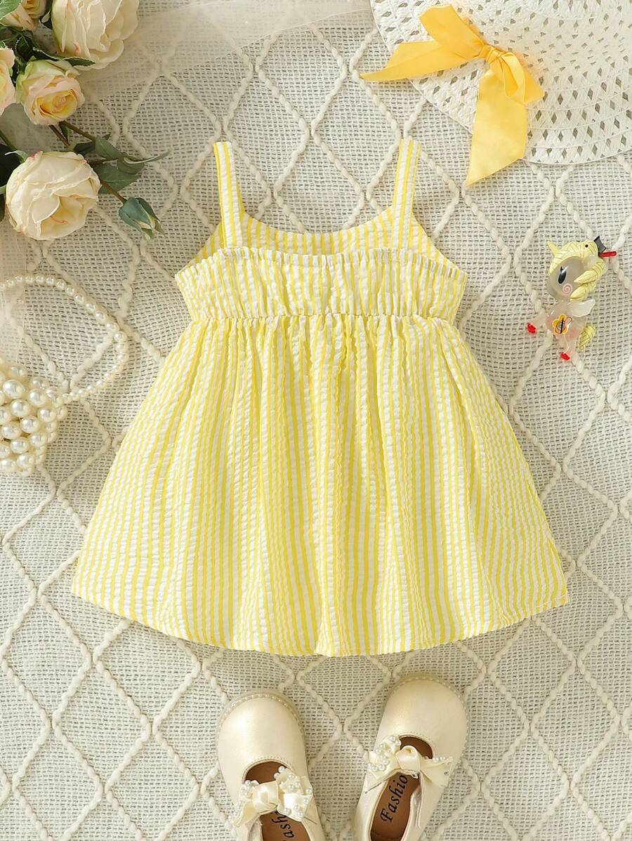 Baby Big Bow Strap Dress for Sweet Elegant Spring and Summer Wear