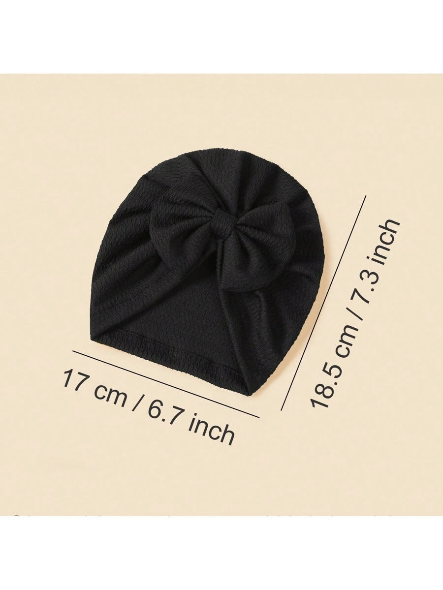 Jacquard Striped Bow Knot Beanie Hat Set for Cute Daily Wear