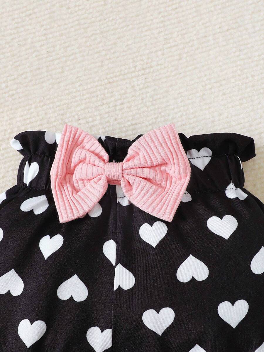 Cute Kids 3-Piece Casual Outfit Set For Toddlers – Embroidery Bodysuit, Soft Pants & Matching Bow Headband