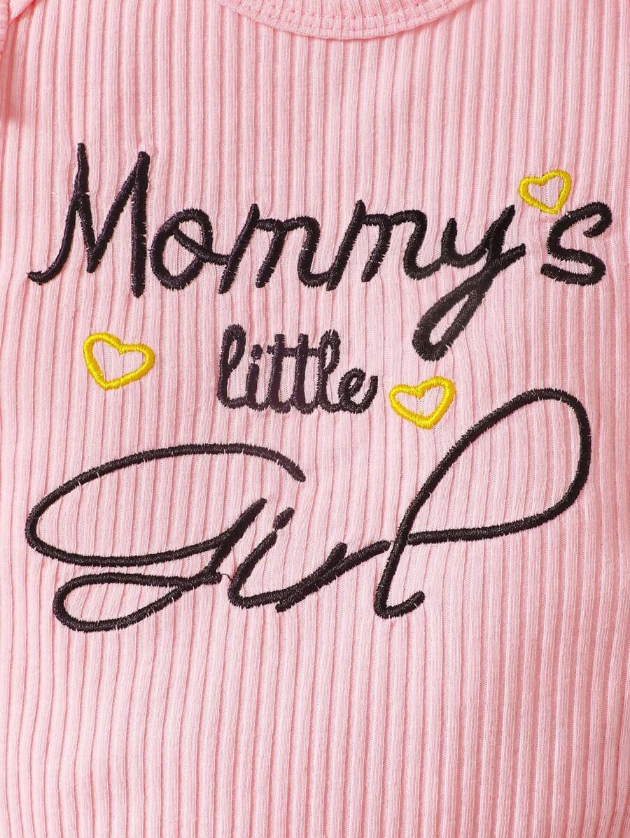 Cute Kids 3-Piece Casual Outfit Set For Toddlers – Embroidery Bodysuit, Soft Pants & Matching Bow Headband
