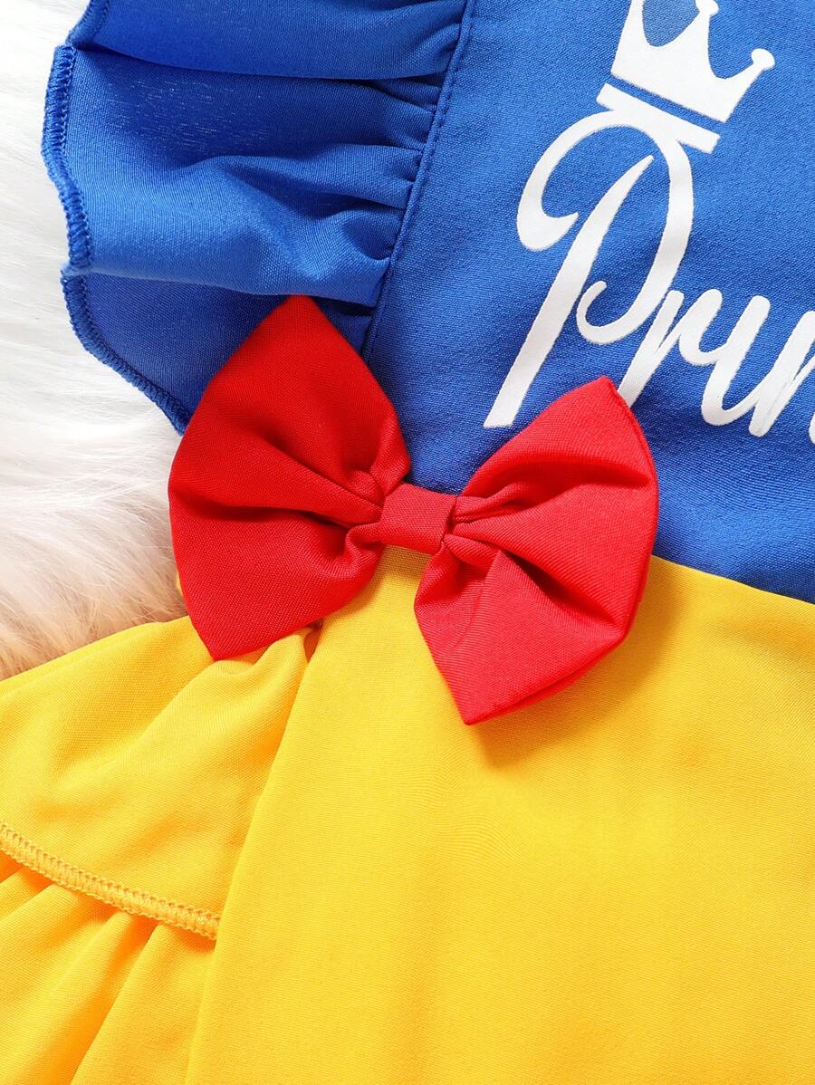 Baby Girl Crown And Letter Print Dress With Headband Cute Summer Outfit