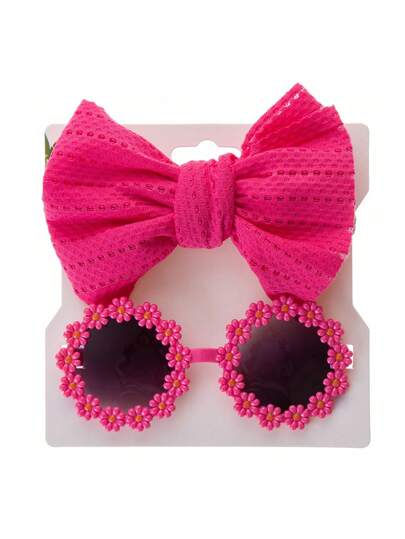 2 Pcs Kids Fashion Glasses & Headband Set - Cute Bow Hair Clips, Personalized Baby Unisex Outdoor Head Accessories