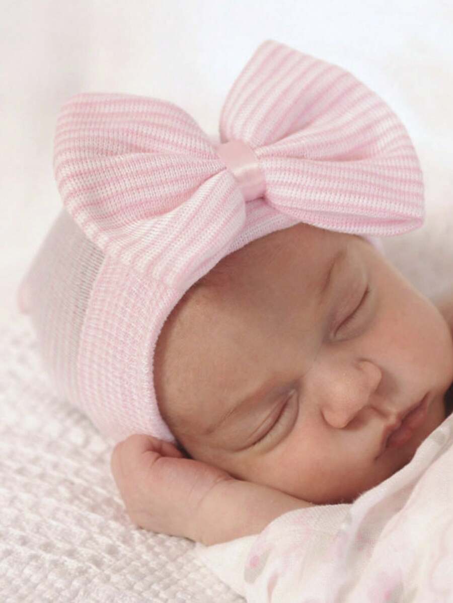 Big Bow Knitted Baby Beanie Hat for Spring and Autumn Wear