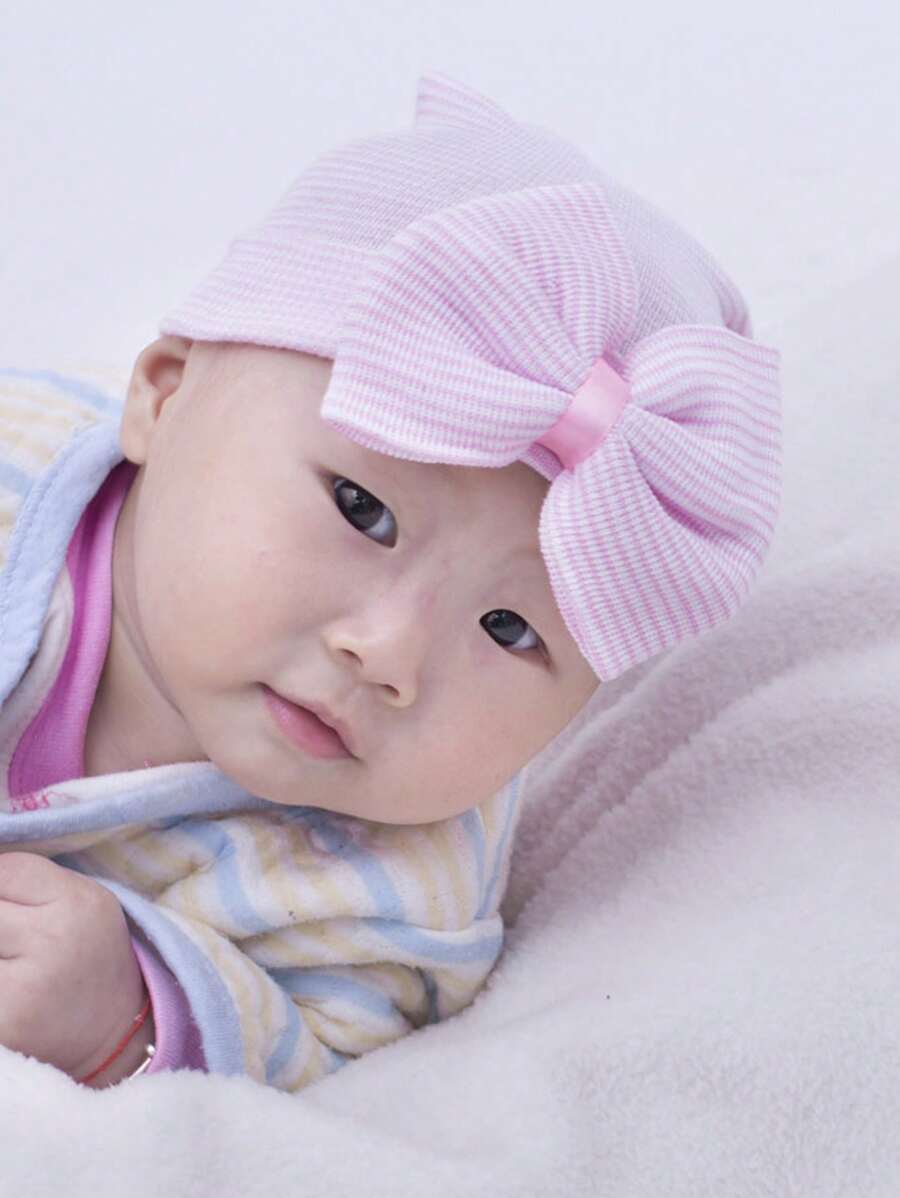Big Bow Knitted Baby Beanie Hat for Spring and Autumn Wear