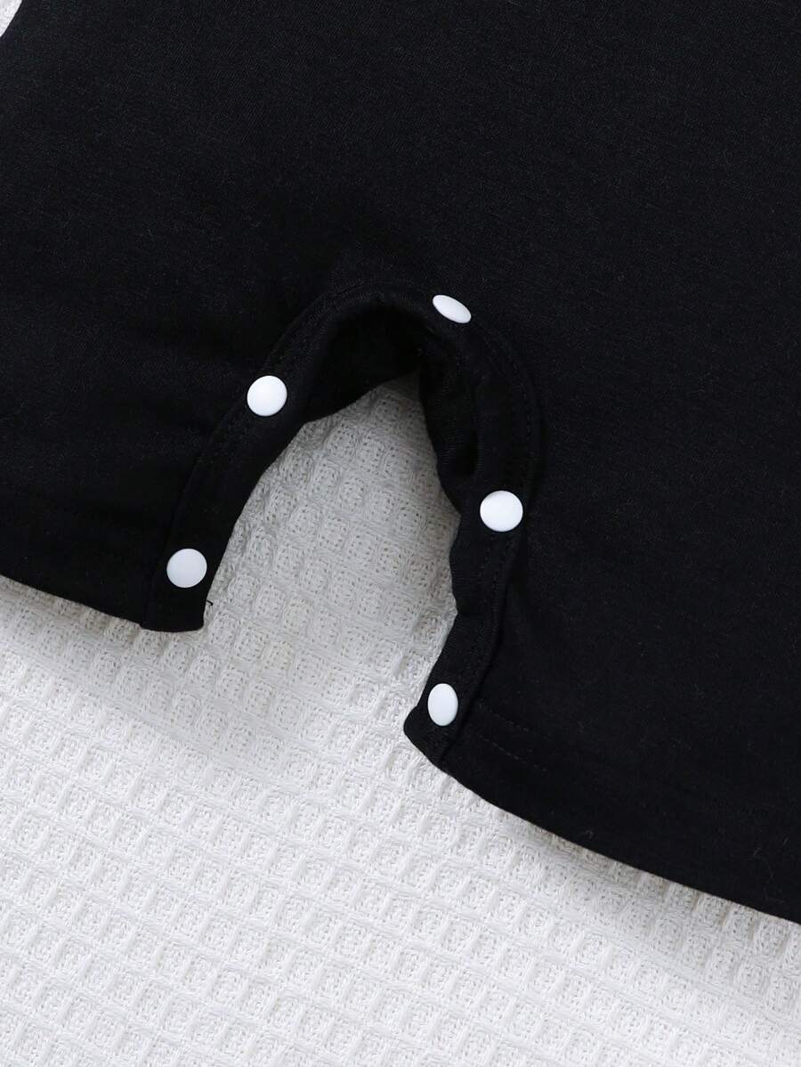Newborn Baby Boy Plaid Texture Polo Short Sleeve Jumpsuit Casual Summer Outfit for Daily Wear