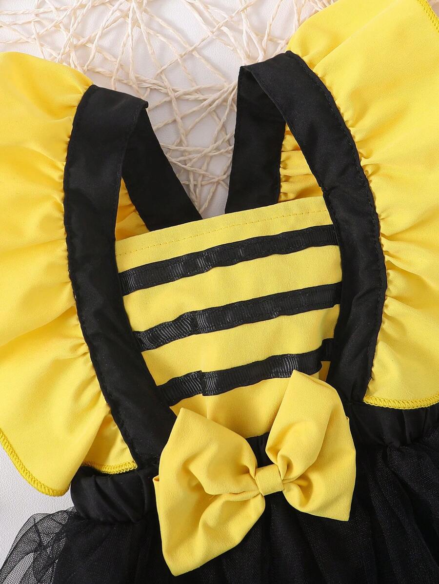Mesh Tutu Suspender Bodysuit with Bow Detail for Cute Spring and Summer Wear