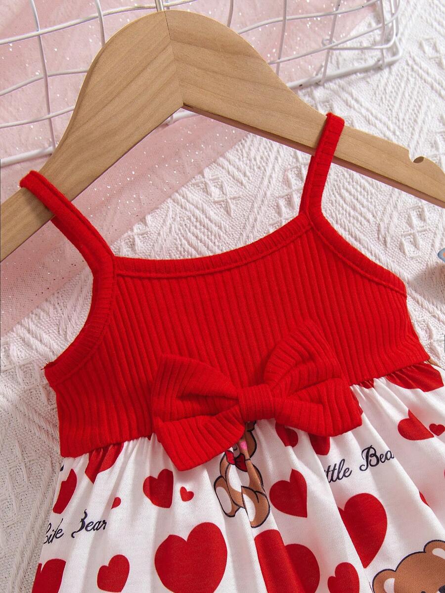Baby Floral Print Bow Front Cami Dress for Cute Summer Outings and Daily Wear