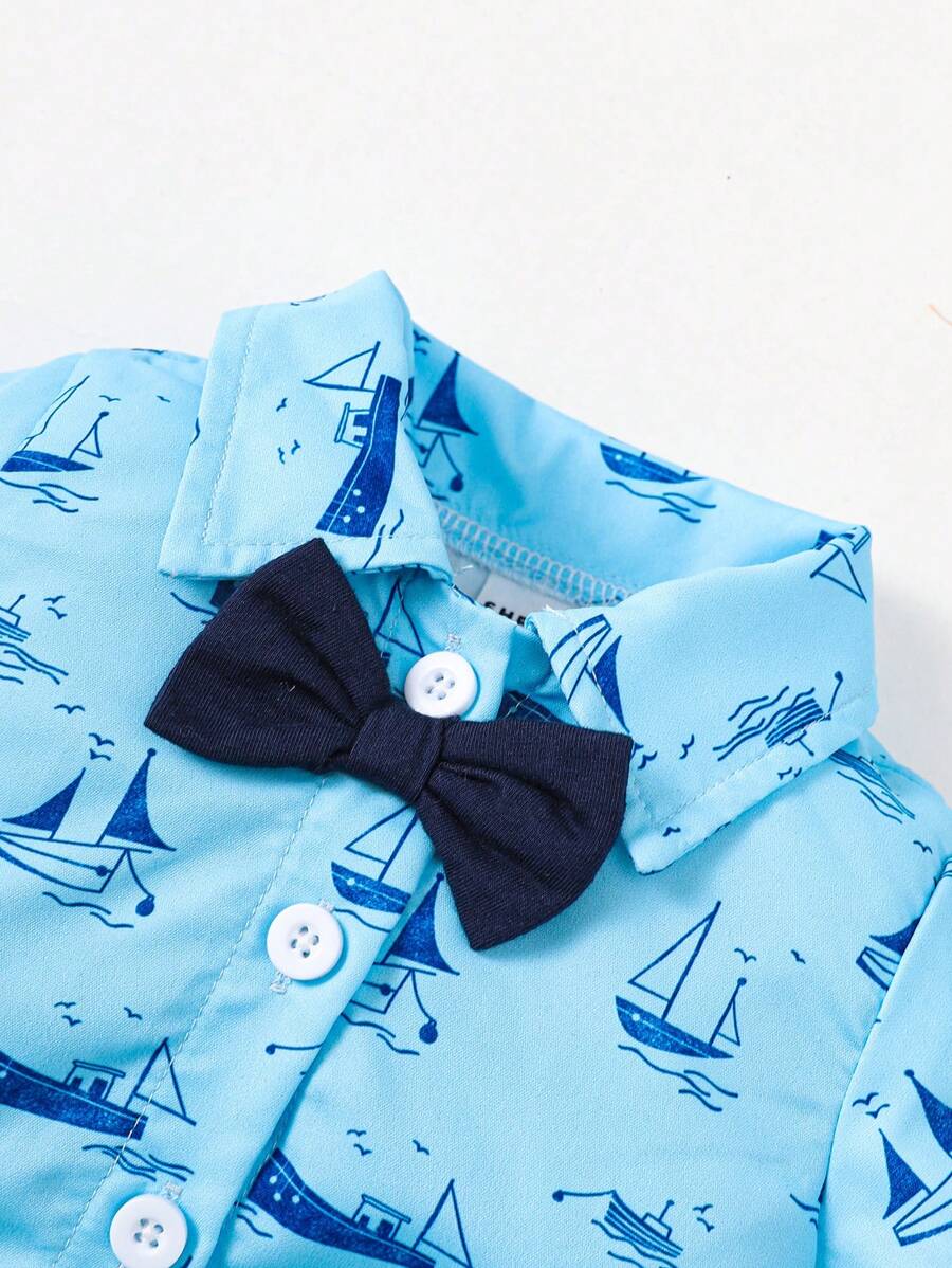 Baby Boy Gentleman Style Bow Tie Suspender Jumpsuit Outfit