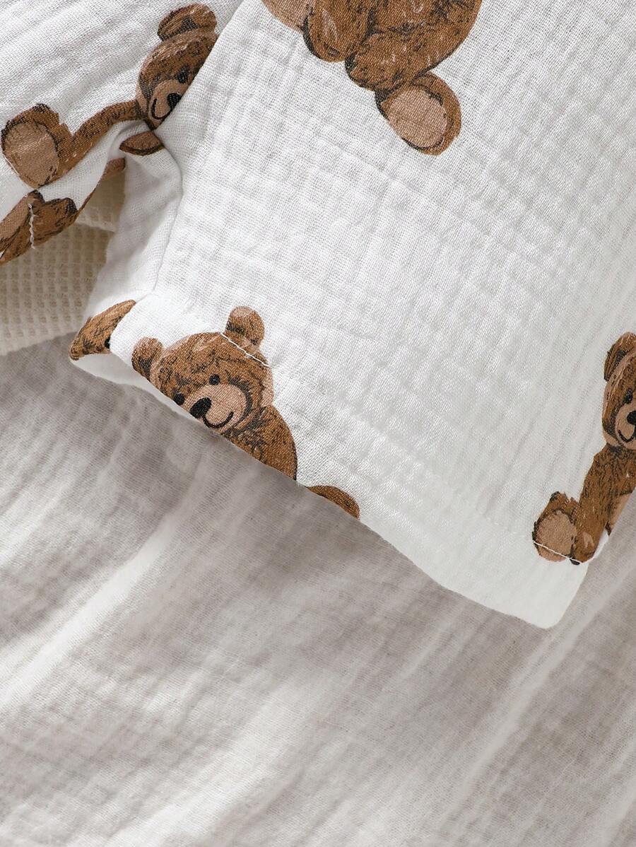 Infant Boy Bear Graphic Overalls - Charming Animal Motif One-Piece Outfit