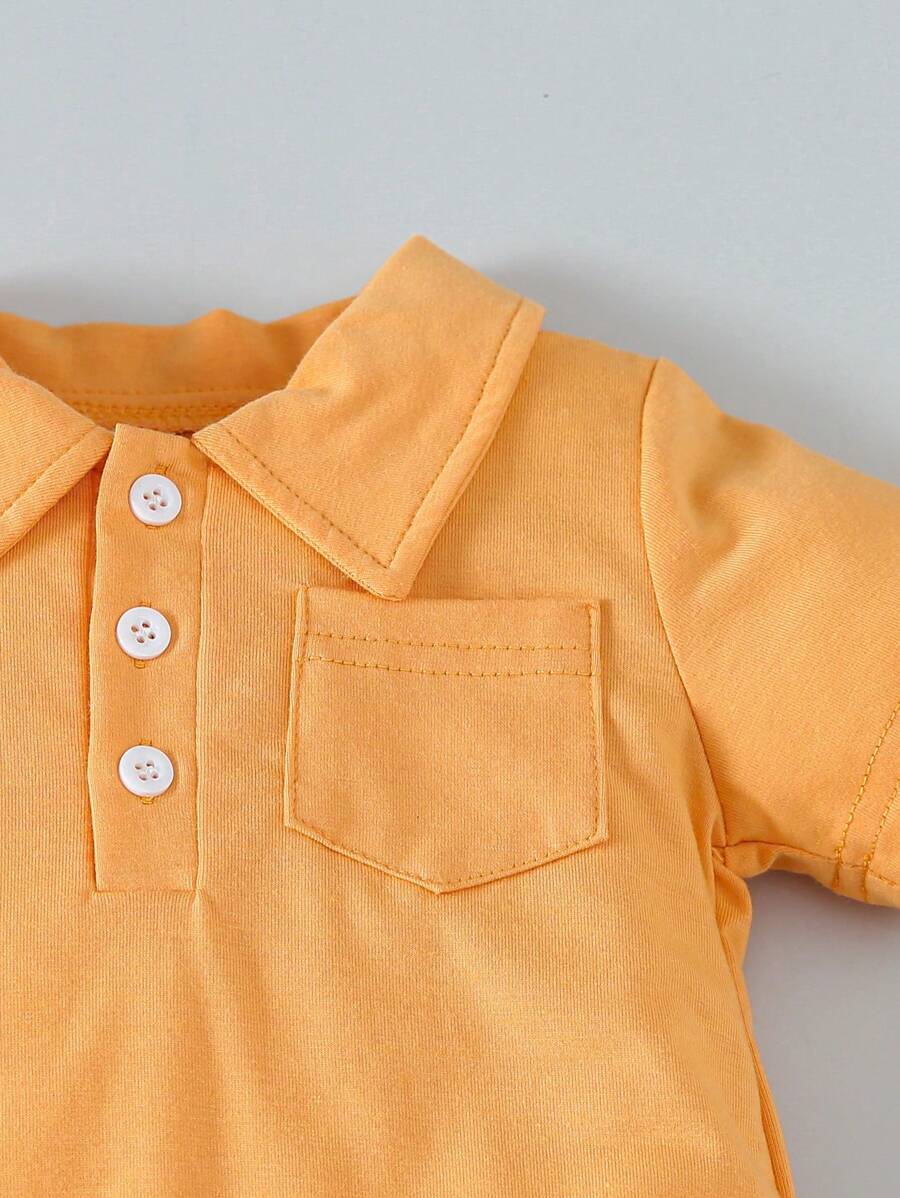 Baby Boy Short Sleeve Bodysuit with Plaid Shorts 2 Piece Casual Spring Summer Outfit Set