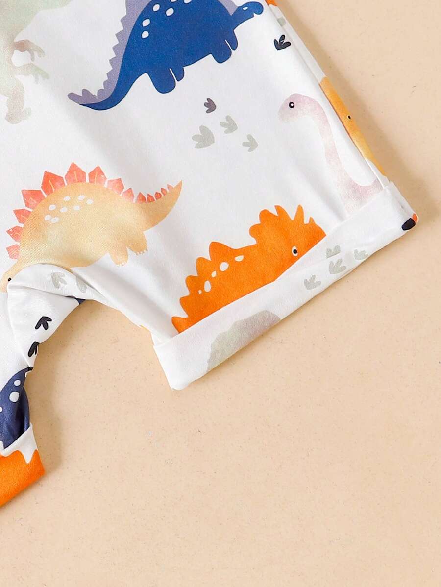 Baby Boy Dinosaur Print Overall Shorts Casual Spring Summer Outfit
