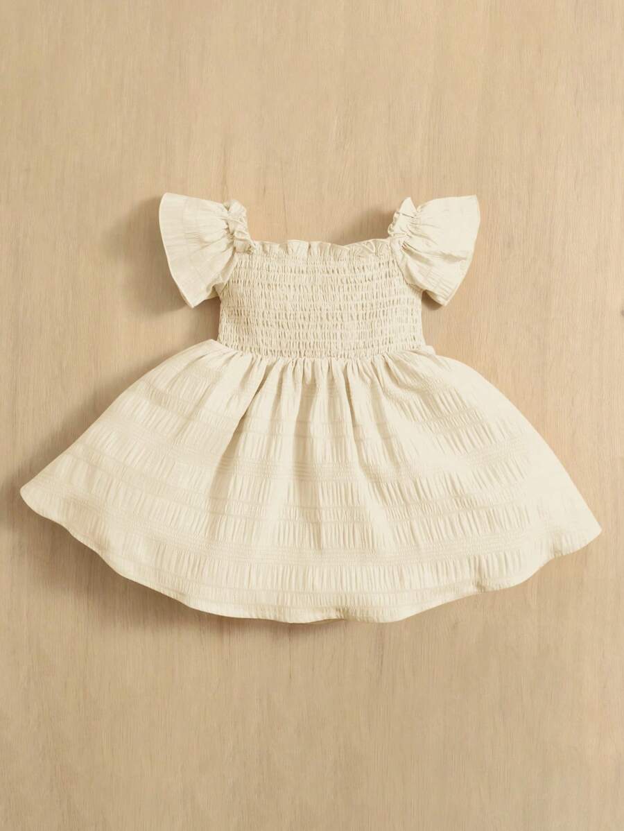 Baby Girl Butterfly Sleeve Square Neck Dress Cute Summer Casual Outfit