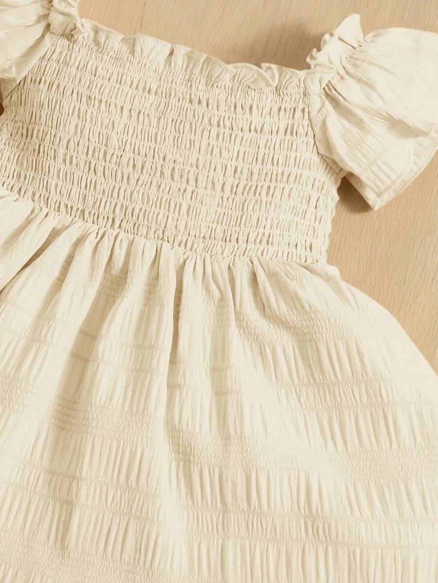 Baby Girl Butterfly Sleeve Square Neck Dress Cute Summer Casual Outfit