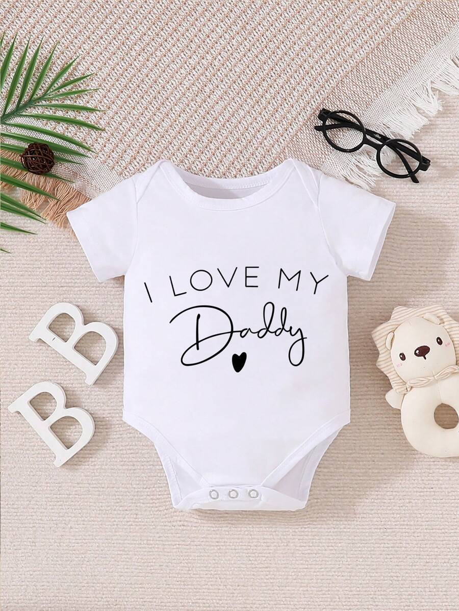Newborn Letter Print Short Sleeve Romper - Adorable Casual One-Piece Outfit