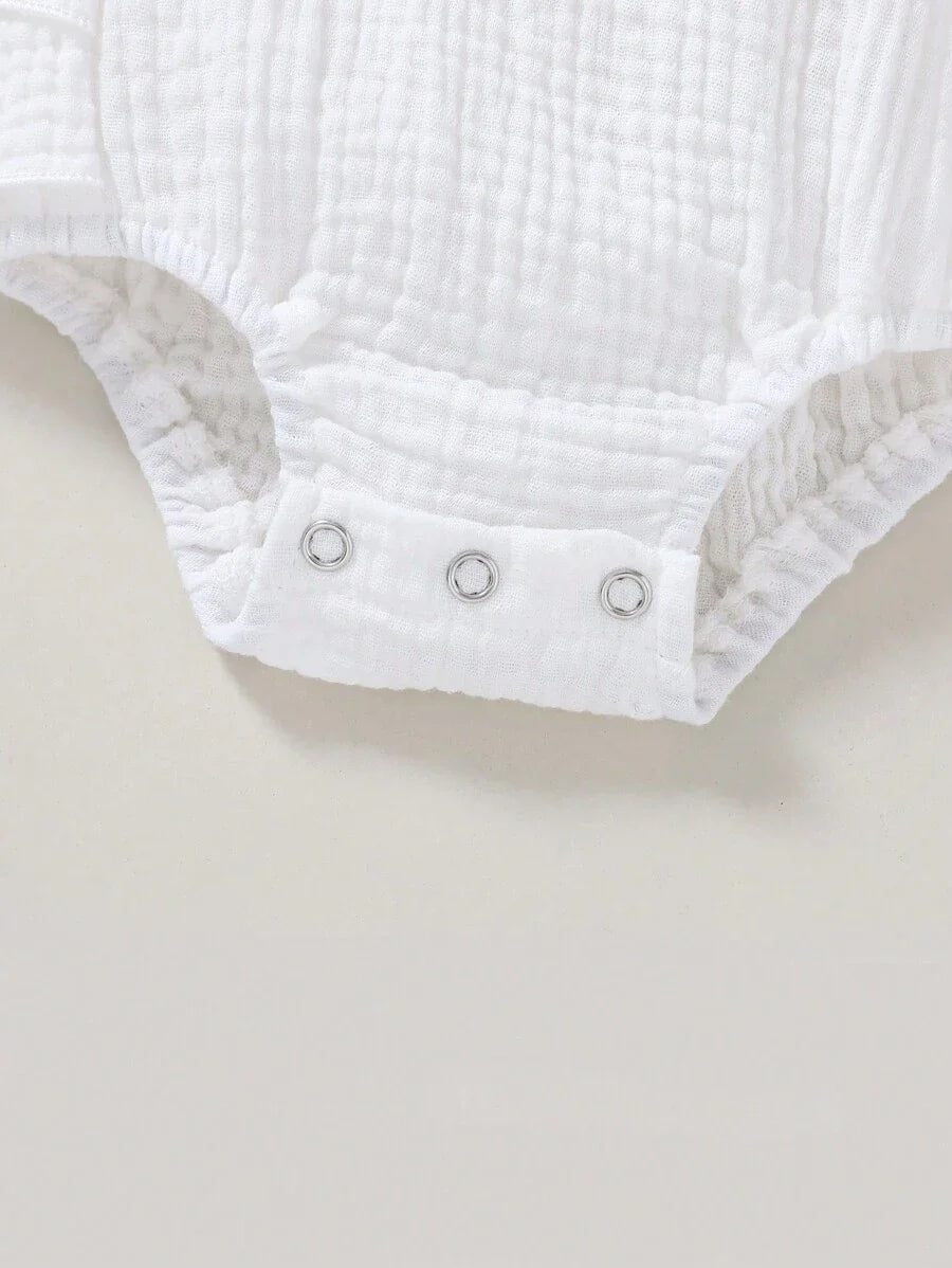 Baby Ruffle Trim Bodysuit Dress and Headband Set for Cute Daily Wear