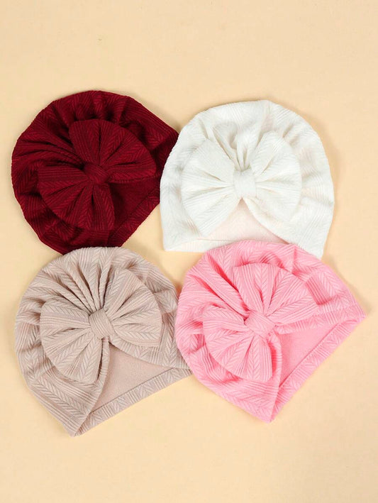 4pcs/Set Knotted Bow Baby Hat for Cute Infant and Toddler Daily Wear