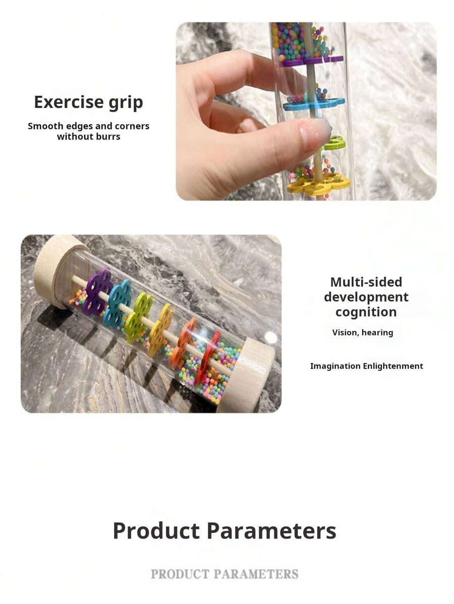 Wooden Rain Stick Montessori Rattle Toy for Baby Sensory Learning and Musical Play