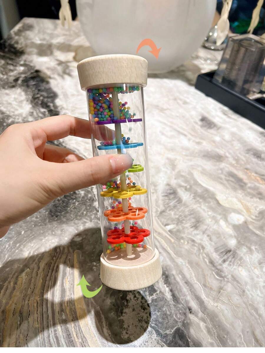 Wooden Rain Stick Montessori Rattle Toy for Baby Sensory Learning and Musical Play