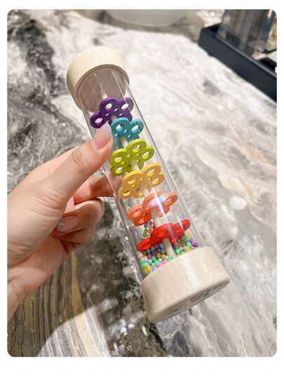 Wooden Rain Stick Montessori Rattle Toy for Baby Sensory Learning and Musical Play