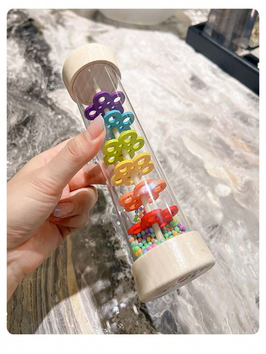 Wooden Rain Stick Montessori Rattle Toy for Baby Sensory Learning and Musical Play