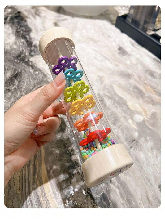 Wooden Rain Stick Montessori Rattle Toy for Baby Sensory Learning and Musical Play