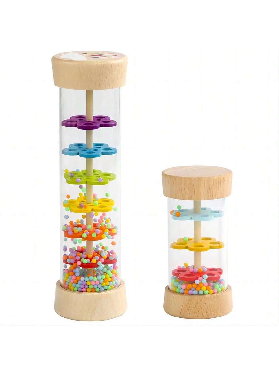Wooden Rain Stick Montessori Rattle Toy for Baby Sensory Learning and Musical Play