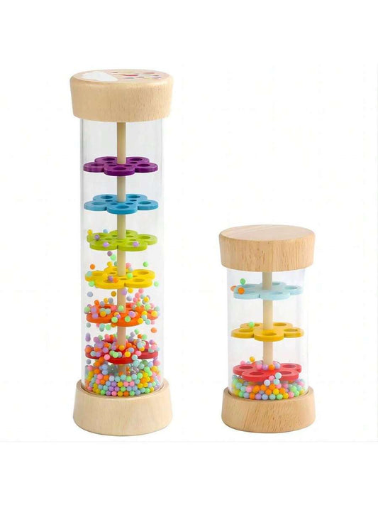 Wooden Rain Stick Montessori Rattle Toy for Baby Sensory Learning and Musical Play