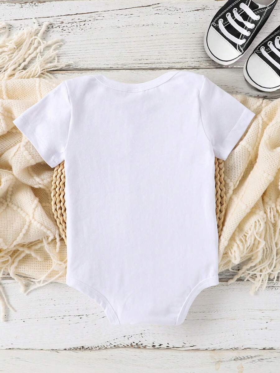 Baby Boy 1pc Summer Short Sleeve Slogan Bodysuit Outfit