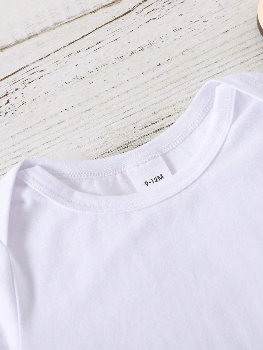 Baby Boy 1pc Summer Short Sleeve Slogan Bodysuit Outfit