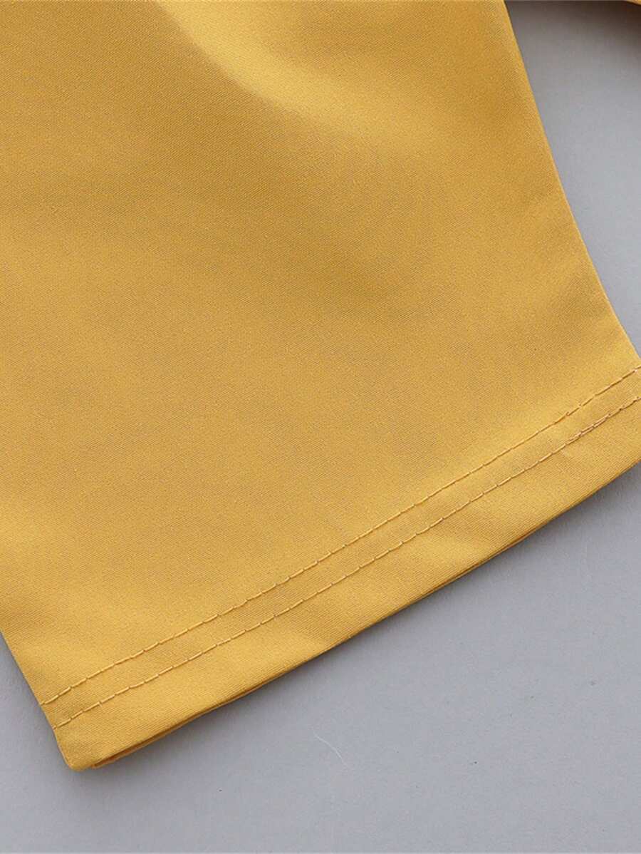 Cute Full Collar Summer Outfit For Toddler Boys Cartoon Shirt And Shorts