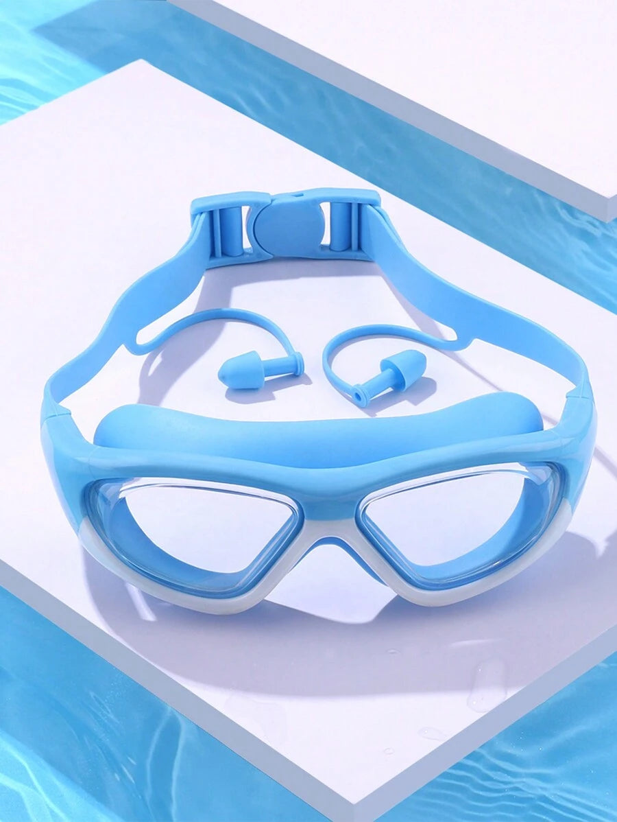 Oversized Anti Fog Swimming Goggles with Ear Plugs Waterproof Silicone Swim Glasses for Adults and Teens