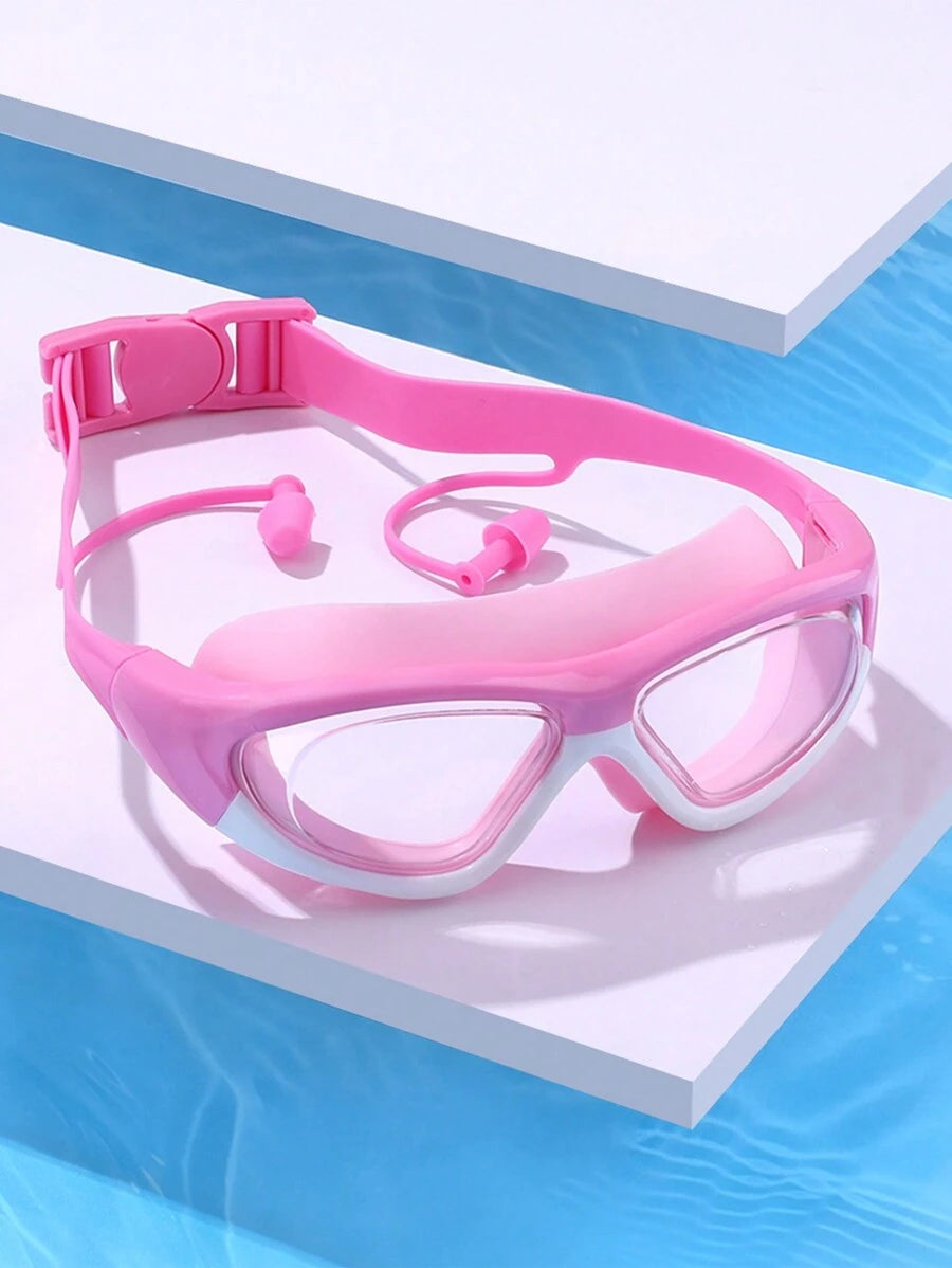 Oversized Anti Fog Swimming Goggles with Ear Plugs Waterproof Silicone Swim Glasses for Adults and Teens