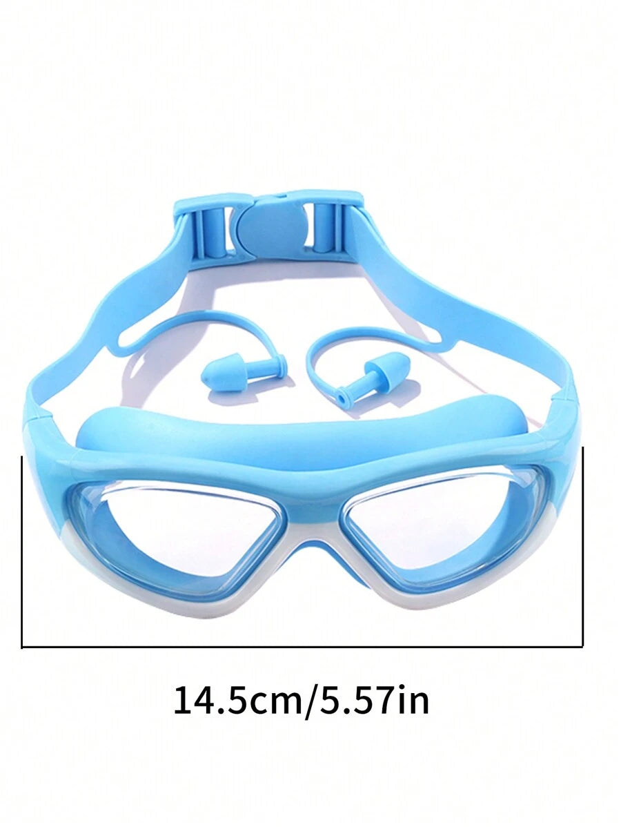 Oversized Anti Fog Swimming Goggles with Ear Plugs Waterproof Silicone Swim Glasses for Adults and Teens