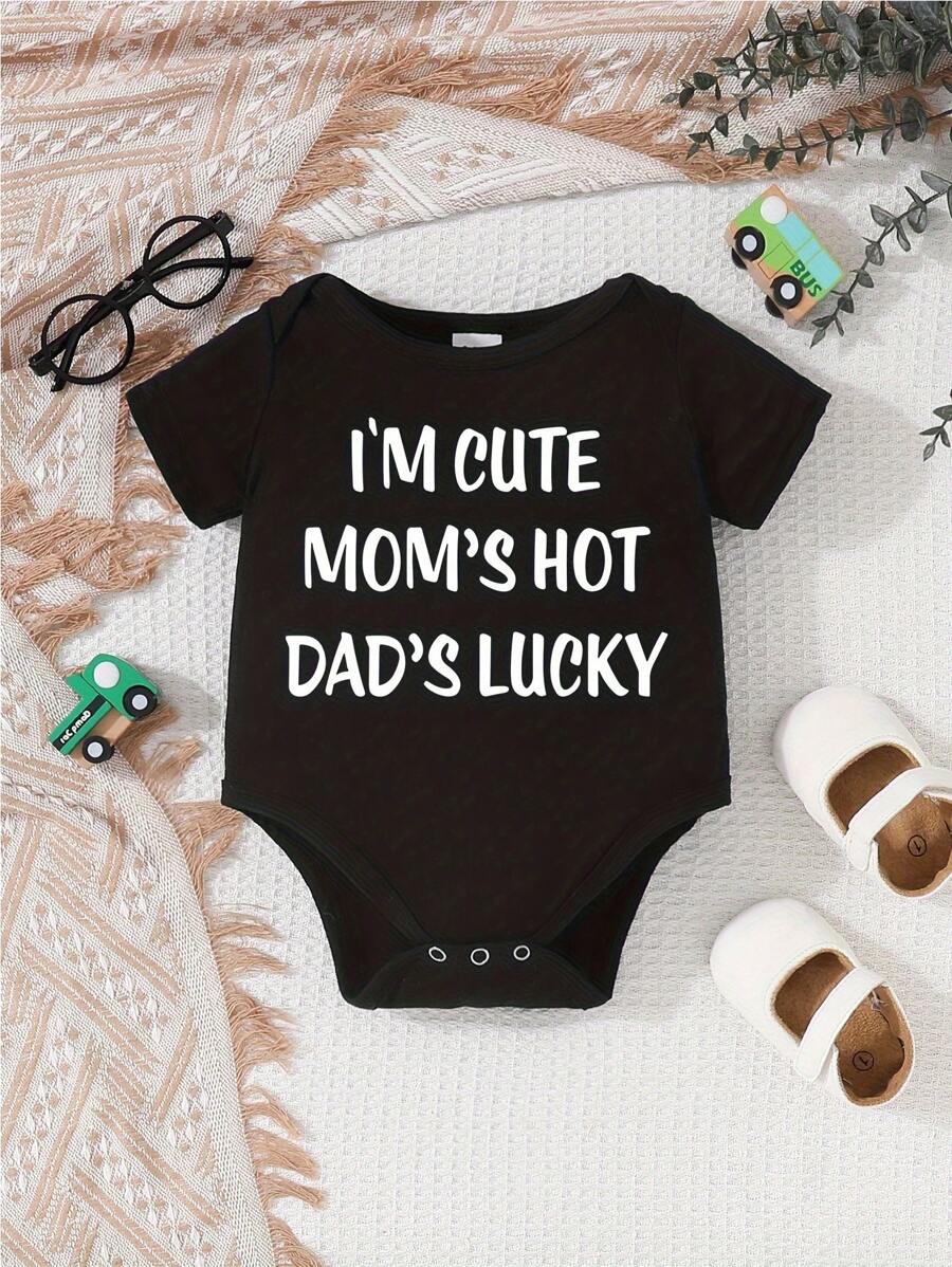 Letter Print Short Sleeve Baby Crawler for Cute Casual Daily Wear