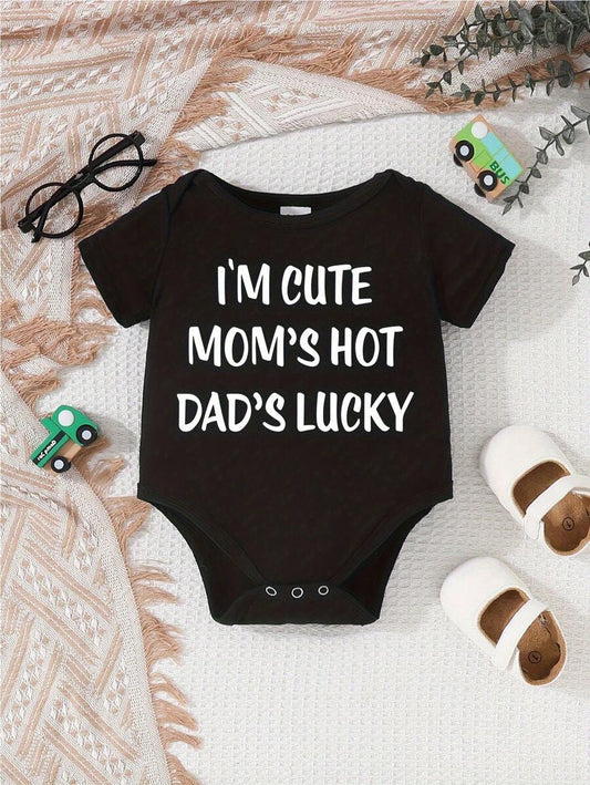 Letter Print Short Sleeve Baby Crawler for Cute Casual Daily Wear