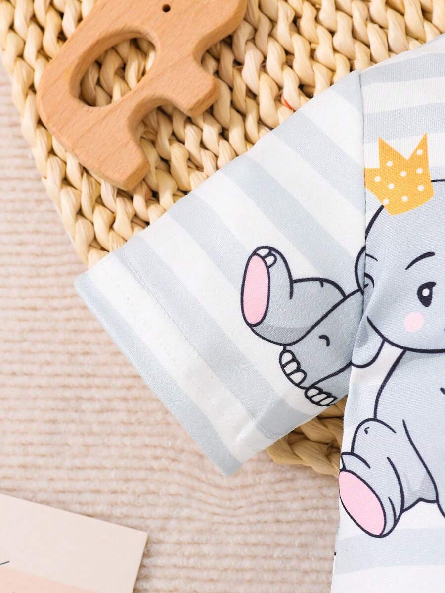 Sweet Elephant Print Romper for Baby Boys - Cute Casual Daily Wear