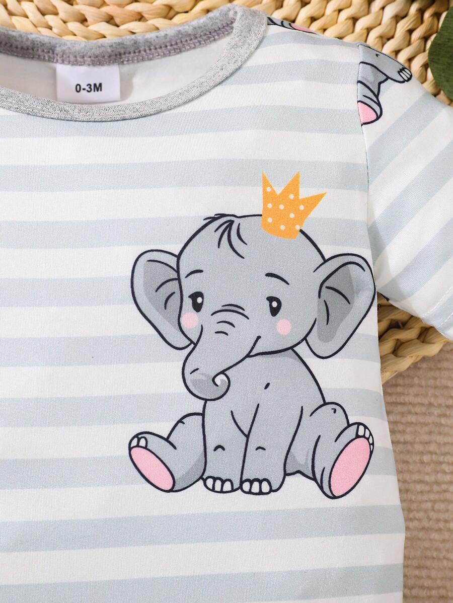 Sweet Elephant Print Romper for Baby Boys - Cute Casual Daily Wear