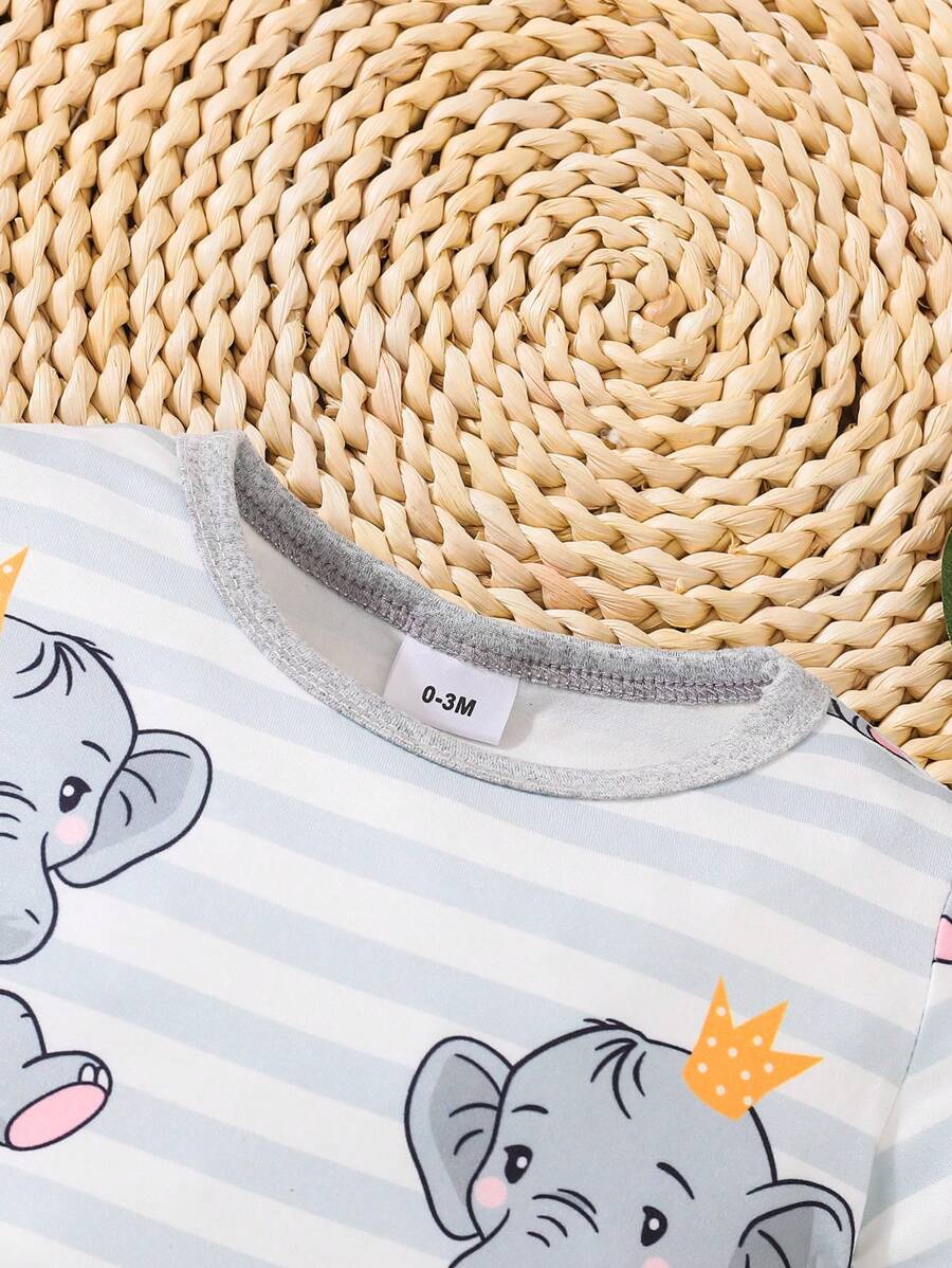 Sweet Elephant Print Romper for Baby Boys - Cute Casual Daily Wear