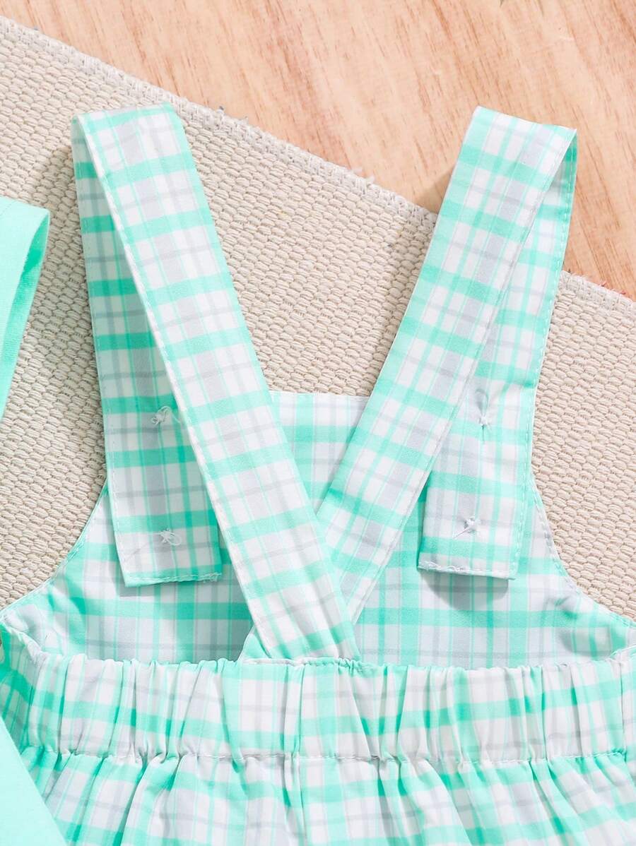 Baby Boy Plaid Print Sleeveless Outfit Set for Spring Casual Wear
