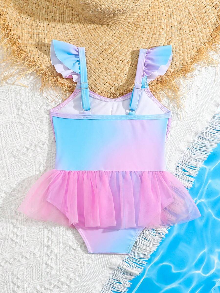 Baby Girls Mermaid Fish Scale One Piece Swimsuit Cute Ocean Princess Beachwear
