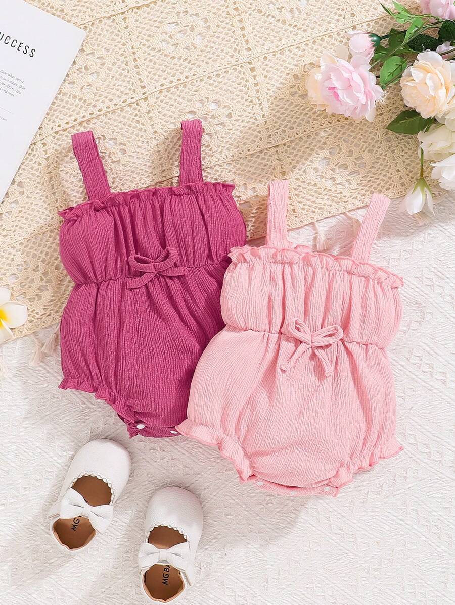 Sweet Spring Outfit for Baby Girls - 2-Piece Sleeveless Jumpsuit and Shorts Set