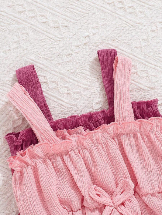 Sweet Spring Outfit for Baby Girls - 2-Piece Sleeveless Jumpsuit and Shorts Set