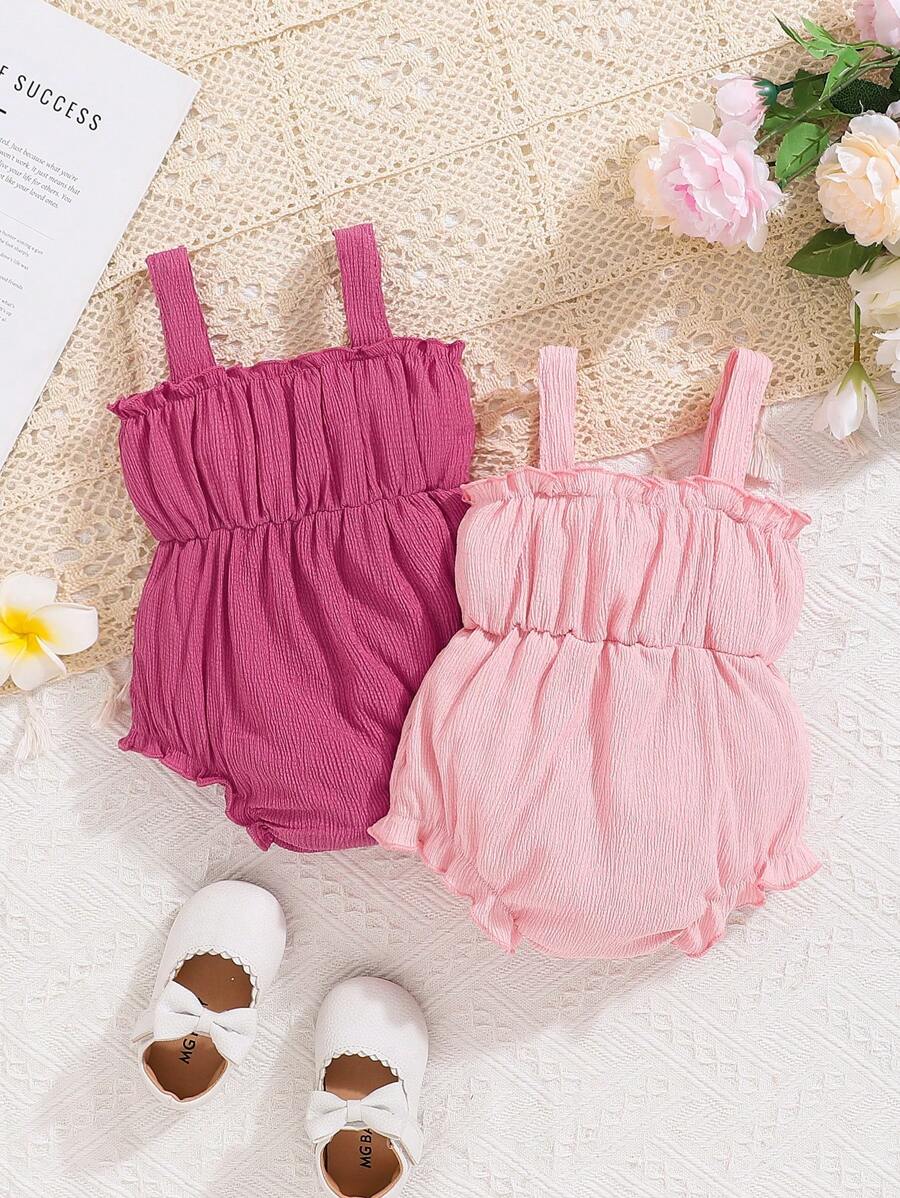 Sweet Spring Outfit for Baby Girls - 2-Piece Sleeveless Jumpsuit and Shorts Set