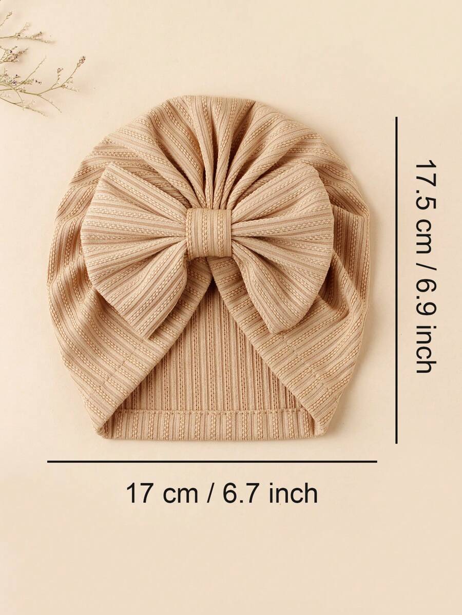 Jacquard Striped Bow Knot Beanie Hat Set for Cute Daily Wear