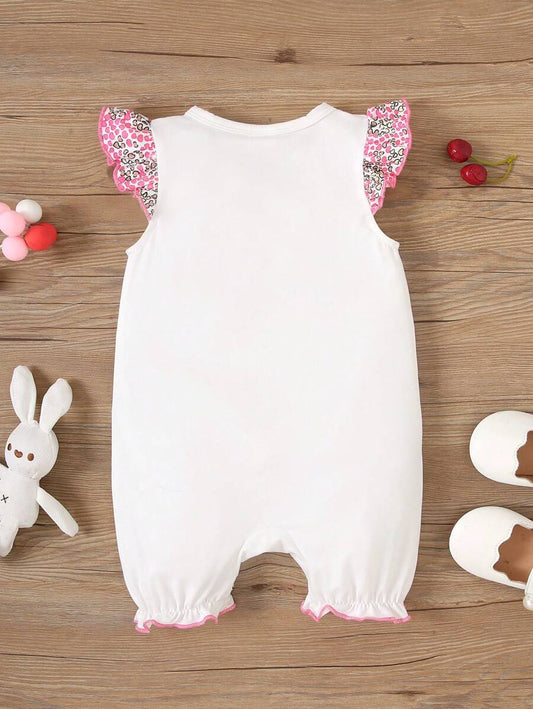 Cute Giraffe Print Baby Romper Lightweight Summer Outfit For Infant Girls