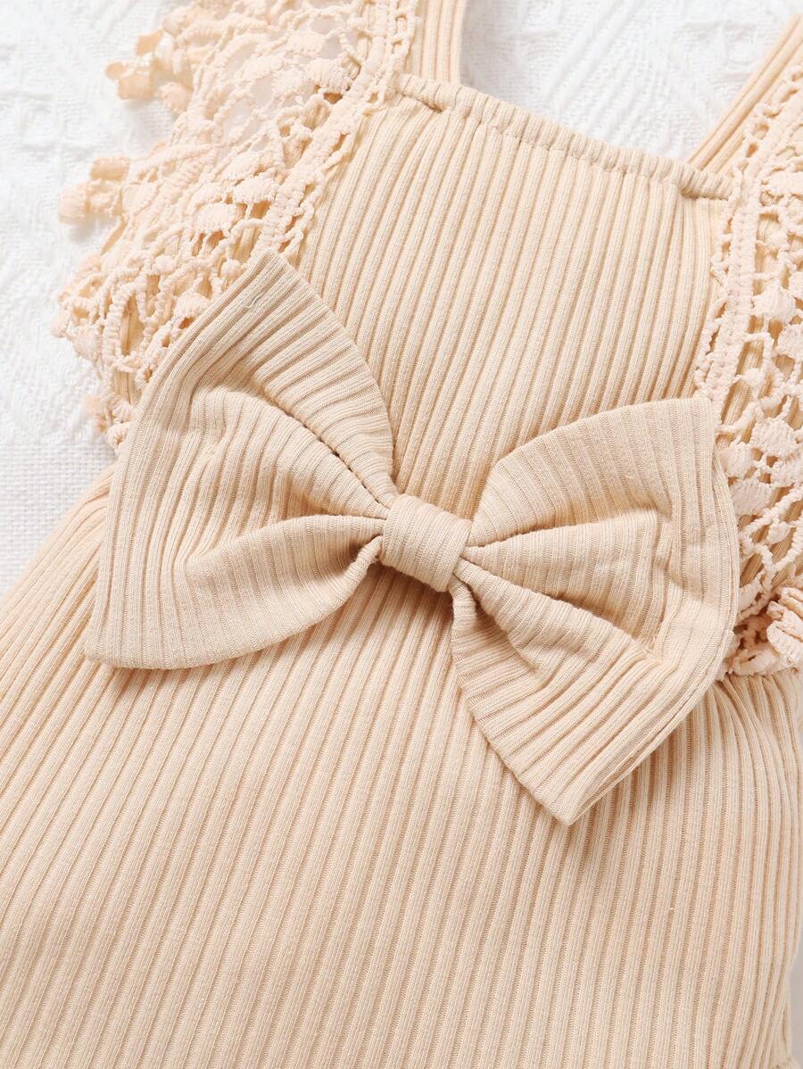 Cute Baby Girl Solid Color Lace Bodysuit And Headband Matching Outfit Set